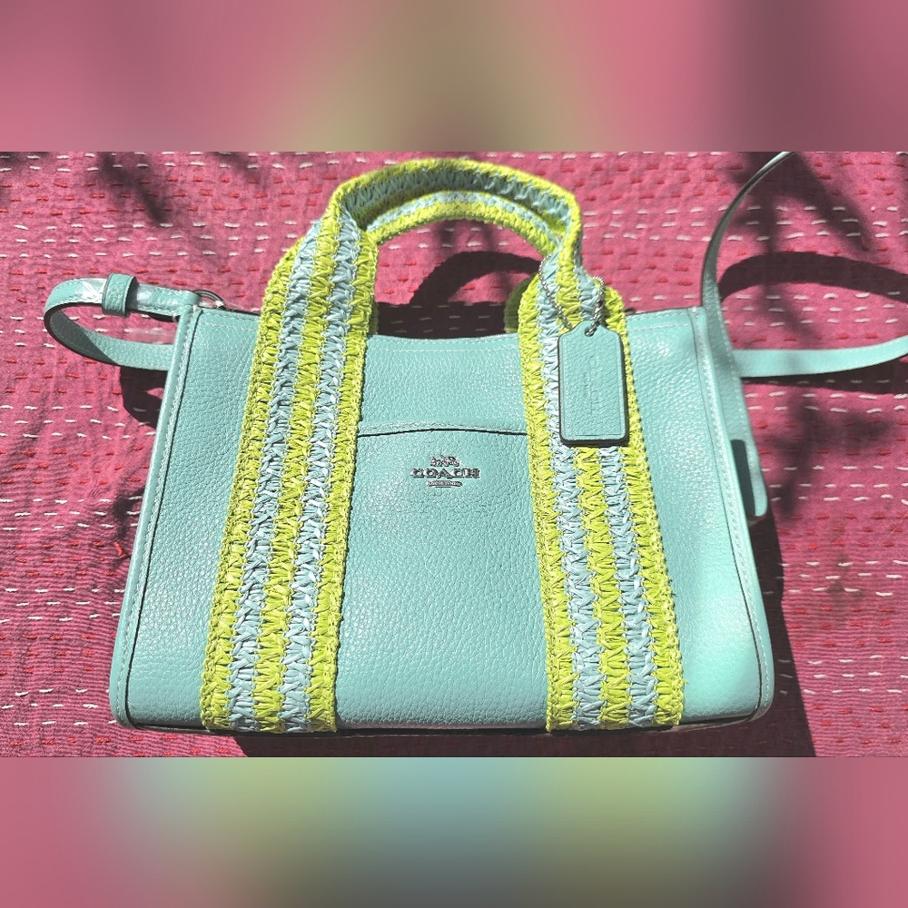 Coach Smith Tote 24 Silver/Turquoise Multi - NWT